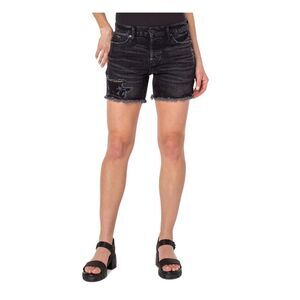 EARNEST SEWN NEW YORK Womens Shorts Black Button Fly Distressed Juniors 25